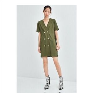 Zara Green Khaki double breasted suite dress